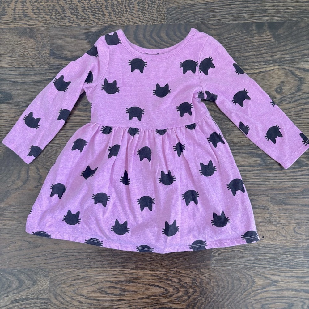 Cat & Jack Purple Dress with Black Cat Pattern